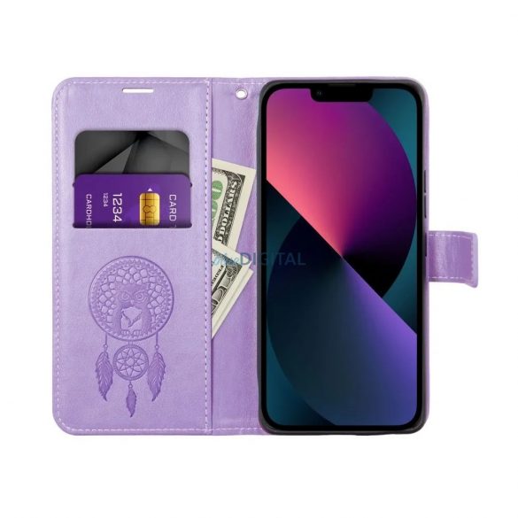 Husă pentru telefon Samsung Galaxy S24, husă carte, husă cu deschidere laterală, închidere magnetică, violet, dreamcatcher, SM-S921, Forcell Mezzo