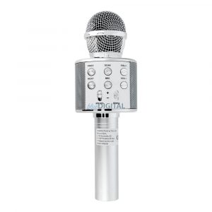 Microfon karaoke Bluetooth, wireless, card TF/unitate flash, argintiu, CR58