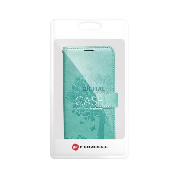 Husa telefon Samsung Galaxy A35, husa carte, husa cu deschidere laterala, inchidere magnetica, verde, copac, SM-A356, Forcell Mezzo