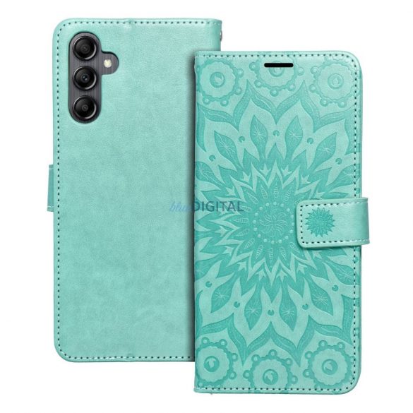 Husa telefon Samsung Galaxy A35, husa carte, husa cu deschidere laterala, inchidere magnetica, verde, mandala, SM-A356, Mezzo