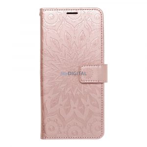 Husa telefon Samsung Galaxy A35, husa carte, husa cu deschidere laterala, inchidere magnetica, aur roz, mandala, SM-A356, Mezzo