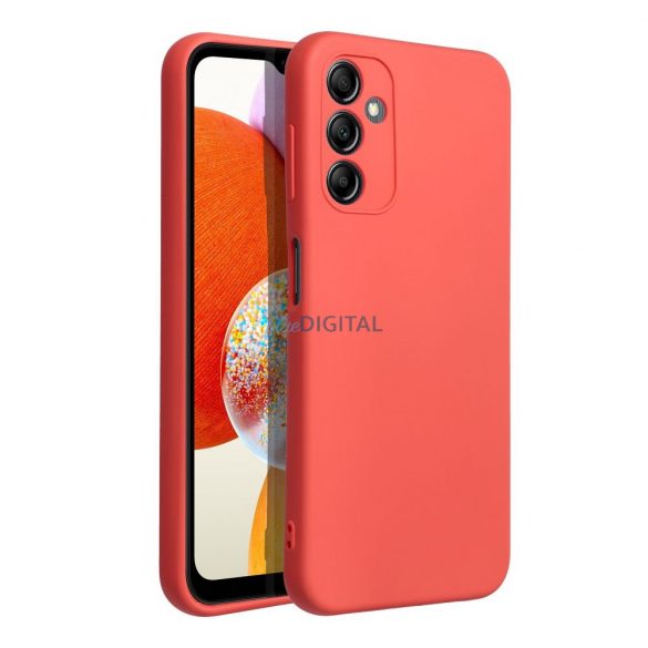 Husa din silicon Xiaomi Redmi Note 13 4G, mata, interior din piele intoarsa, rosu/piersica, silicon