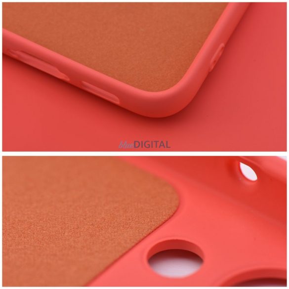 Husa din silicon Xiaomi Redmi Note 13 4G, mata, interior din piele intoarsa, rosu/piersica, silicon