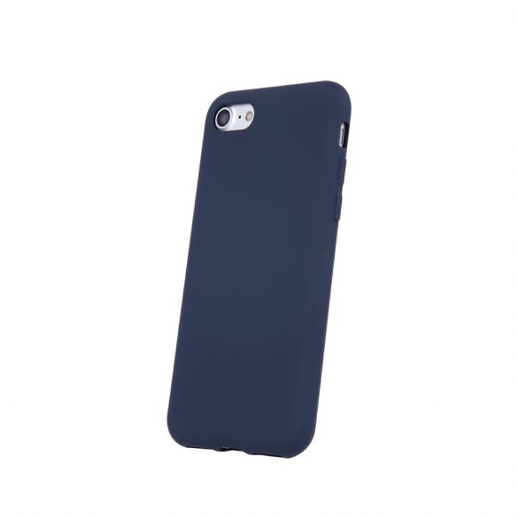 Husa din silicon pentru iPhone 14 Pro (6.1"), carcasa din spate, interior din piele intoarsa, albastra, mata, husa din silicon