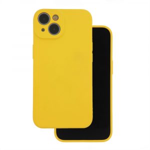 Husa din silicon pentru iPhone 11 (6.1"), husa din spate, interior din piele intoarsa, galben, mat, husa din silicon