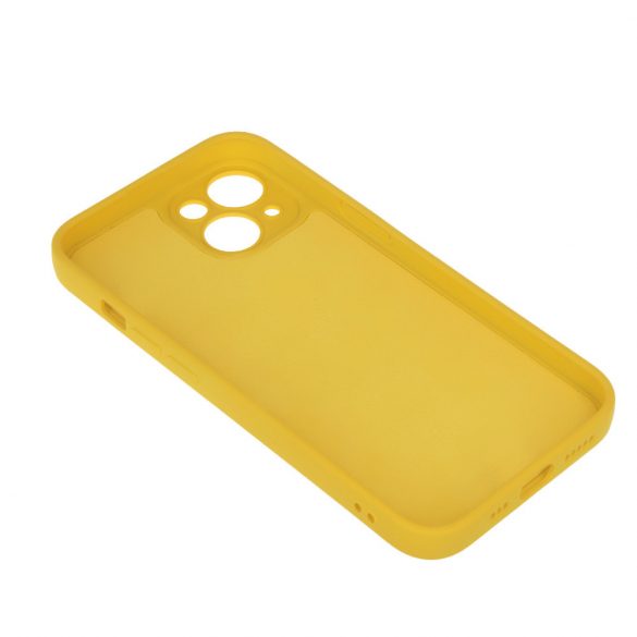 Husa din silicon pentru iPhone 12 / 12 Pro (6.1"), carcasa din spate, interior din piele intoarsa, galbena, mat, husa din silicon