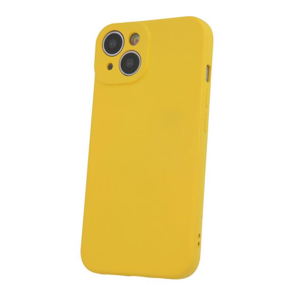 Husa din silicon pentru iPhone 15 Pro (6.1"), carcasa din spate, interior din piele intoarsa, galben, mat, husa din silicon