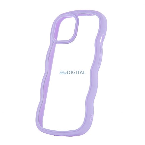 Carcasa spate iPhone 12 / 12 Pro (6.1"), carcasa TPU, cadru ondulat, transparent/violet, Wave