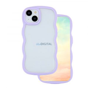 Carcasa spate iPhone 13 (6.1"), carcasa TPU, cadru ondulat, transparent/violet, Wave