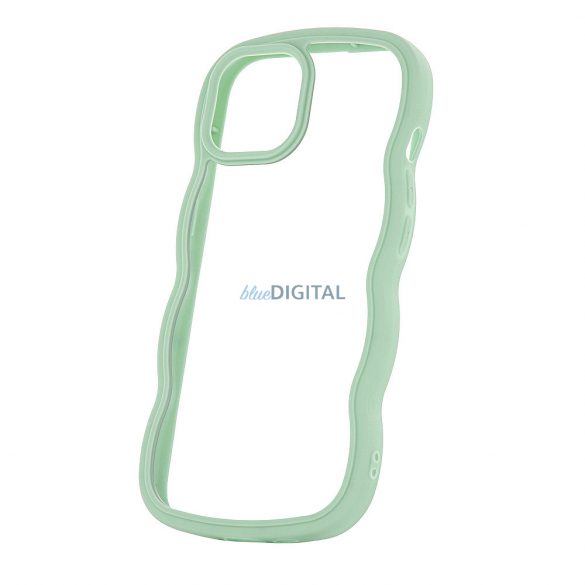 Carcasa spate iPhone 12 / 12 Pro (6.1"), carcasa TPU, cadru ondulat, transparent/verde, Wave