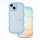 Husa spate iPhone 13 (6.1"), carcasa TPU, cadru ondulat, transparent/albastru, Wave