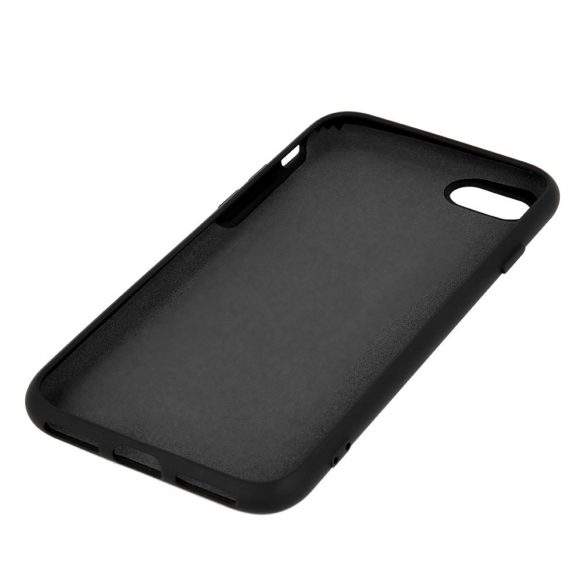 Husa din spate iPhone 16 (6.1"), silicon, husa, interior din piele intoarsa, neagra, mat, husa din silicon