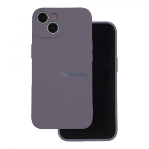 Husă din silicon pentru iPhone 12 / 12 Pro (6.1"), carcasă spate, interior din piele de căprioară, gri, mată, husă din silicon