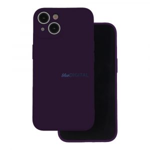 Husă din silicon pentru iPhone 12 / 12 Pro (6.1"), carcasă spate, interior din piele de căprioară, violet închis, mată, husă din silicon