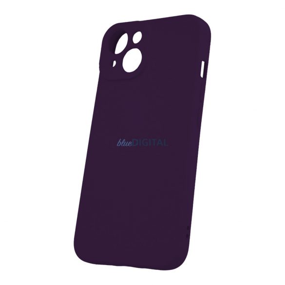 Husă din silicon pentru iPhone 12 / 12 Pro (6.1"), carcasă spate, interior din piele de căprioară, violet închis, mată, husă din silicon