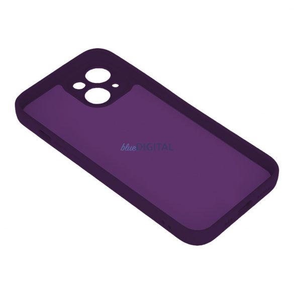 Husă din silicon pentru iPhone 12 / 12 Pro (6.1"), carcasă spate, interior din piele de căprioară, violet închis, mată, husă din silicon