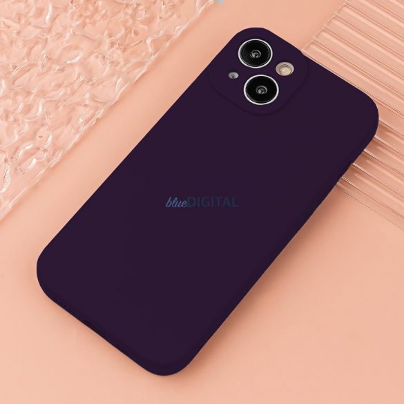 Husă din silicon pentru iPhone 12 / 12 Pro (6.1"), carcasă spate, interior din piele de căprioară, violet închis, mată, husă din silicon