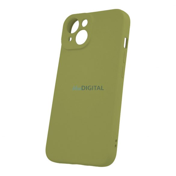 Husă din silicon pentru iPhone 12 / 12 Pro (6.1"), carcasă spate, interior din piele de căprioară, verde măsliniu, mată, husă din silicon