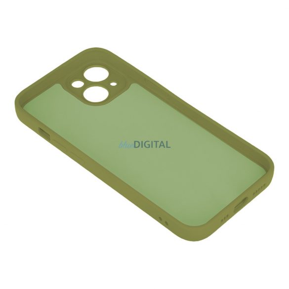 Husă din silicon pentru iPhone 12 / 12 Pro (6.1"), carcasă spate, interior din piele de căprioară, verde măsliniu, mată, husă din silicon