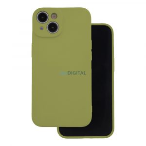 Husă din silicon pentru iPhone 13 (6.1"), Husă spate, interior din piele de căprioară, verde măsliniu, mată, Husă din silicon