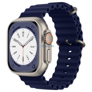 Curea ceas inteligent Apple Watch 6 / 7 / 8 / 9 / SE / SE 2, silicon, albastru închis, 38/40/41mm, Techsuit