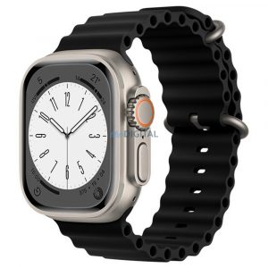 Curea ceas inteligent Apple Watch 6 / 7 / 8 / 9 / SE / SE 2, silicon, negru, 38/40/41mm, Techsuit