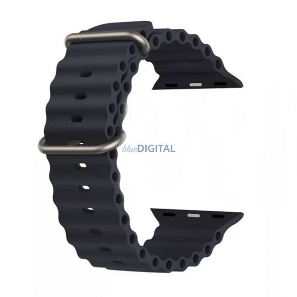 Curea ceas inteligent Apple Watch 6 / 7 / 8 / 9 / SE / SE 2, silicon, negru, 38/40/41mm, Techsuit