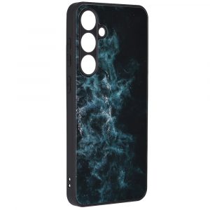 Carcasă rigidă pentru Samsung Galaxy A05s, carcasă din sticlă/policarbonat/TPU, model Blue Cloud, SM-A057, Techsuit Glaze Blue Nebula