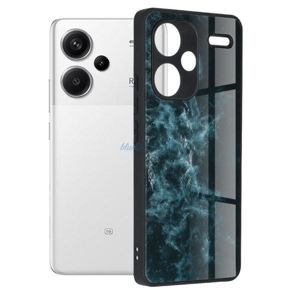 Carcasă rigidă pentru Xiaomi Redmi Note 13 Pro Plus, carcasă din sticlă/policarbonat/TPU, model Blue Cloud, Techsuit Glaze Blue Nebula