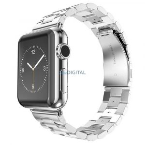 Curea ceas inteligent Apple Watch 6 / 7 / 8 / 9 / SE / SE 2, metal, argintiu, 38/40/41mm, Techsuit