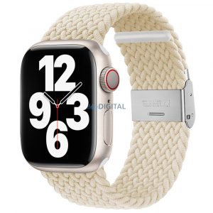 Curea ceas inteligent Apple Watch 6 / 7 / 8 / 9 / SE / SE 2 / Ultra / Ultra 2, material, bej (Star Light), 42/44/45/49mm, Techsuit