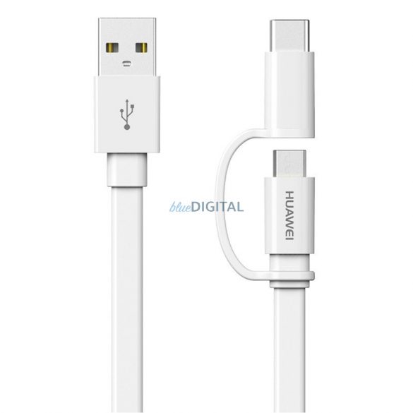 Cablu de date 2in1 Type-C / micro USB, fabricat, 1.5M, 2A, alb, Huawei AP55s