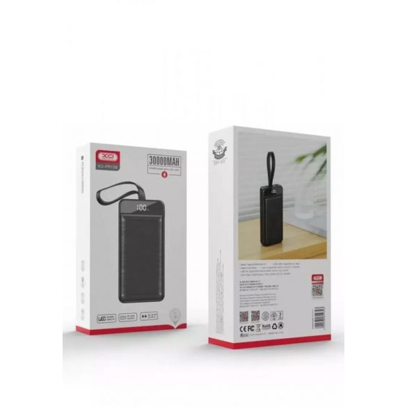 Power Bank, 30000mAh, 3xUSB, Type-C, Micro USB, port 8pin, negru, XO-PR156