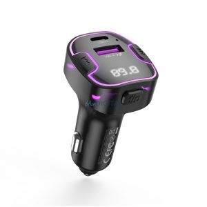 Transmițător FM Bluetooth, 1xUSB / 1xType-C, 3.1A/15W, BT5.3, negru, XO-BCC12