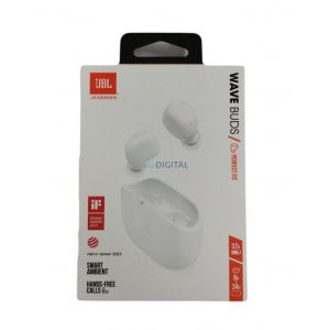 JBL Wave Buds căști bluetooth stereo cu încărcător wireless, TWS, alb