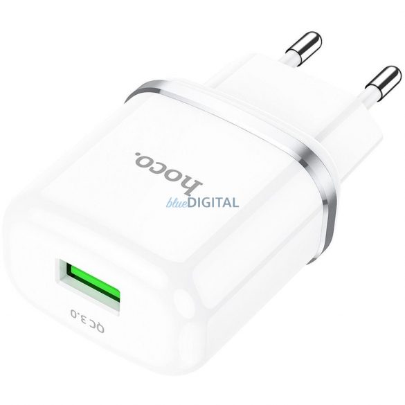 Cap de încărcare de rețea, 1x USB, 3A / 18W, QC 3.0, alb, Hoco N3