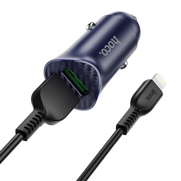 Cap incarcator trabuc Hoco Z39 albastru 2USB 18W + cablu iPhone 8pin negru