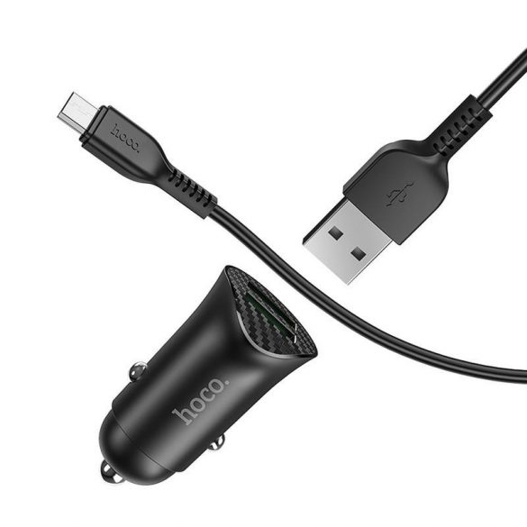 Cap incarcator trabuc Hoco Z39 negru 2USB 18W + cablu micro USB negru