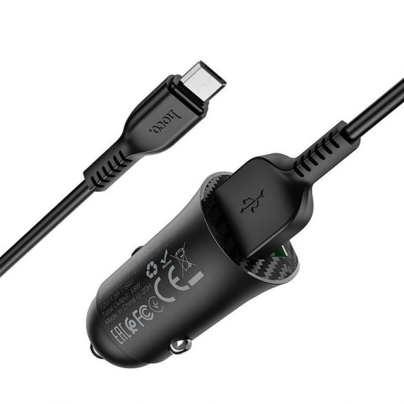 Cap incarcator trabuc Hoco Z39 negru 2USB 18W + cablu micro USB negru