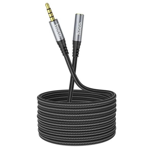 Cablu audio jack 3,5 mm / mufă jack, acoperit cu material, negru-gri, 1M, Hoco UPA20