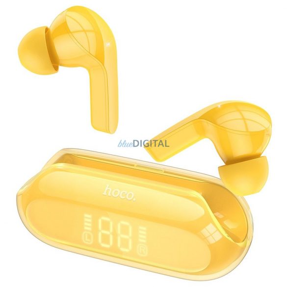 Căști stereo bluetooth cu carcasă de încărcare wireless, TWS, galben, Hoco EW39