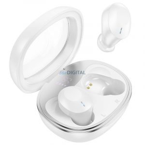 Căști stereo bluetooth cu carcasă de încărcare wireless, TWS, alb, Hoco EQ3