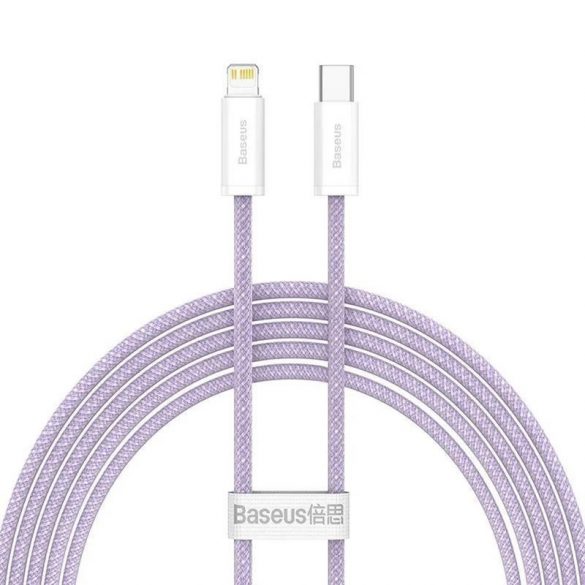 Tip C - Cablu de date pentru încărcare rapidă iPhone cu 8 pini, acoperit cu material textil, 1 M, violet, 20 W, Seria Baseus Dynamic