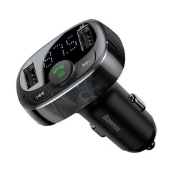   Transmițător FM Bluetooth, 2xUSB, cititor de carduri TF, afișaj LED, 3.4A, negru, Baseus S-09A