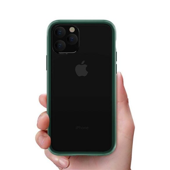 iPhone 11 Pro (5.8") Shockproof Husă spate Husă, TPU Husă, Transparent / Green Frame, Devia Shark4