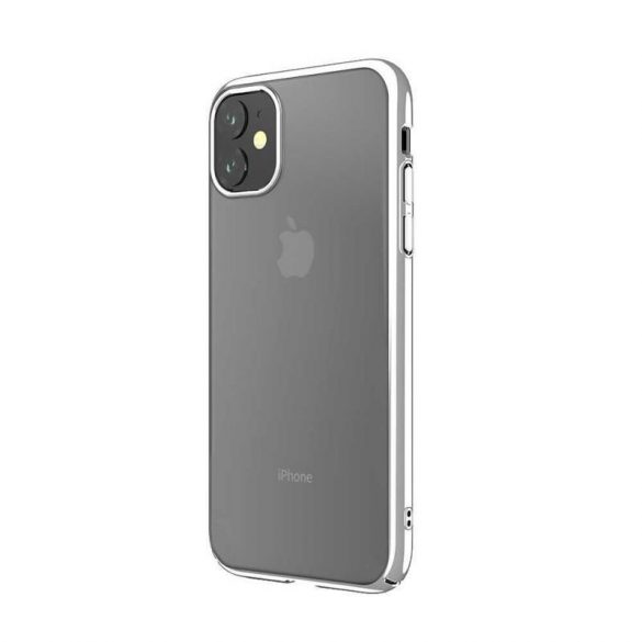 Husă tare pentru iPhone 11 Pro Max 2019 (6,5"), carcasă TPU, cadru transparent/argintiu, Devia Glimmer