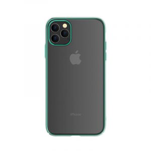 Husă rigidă pentru iPhone 11 Pro Max (6,5"), carcasă TPU, cadru transparent/verde, Devia Glimmer