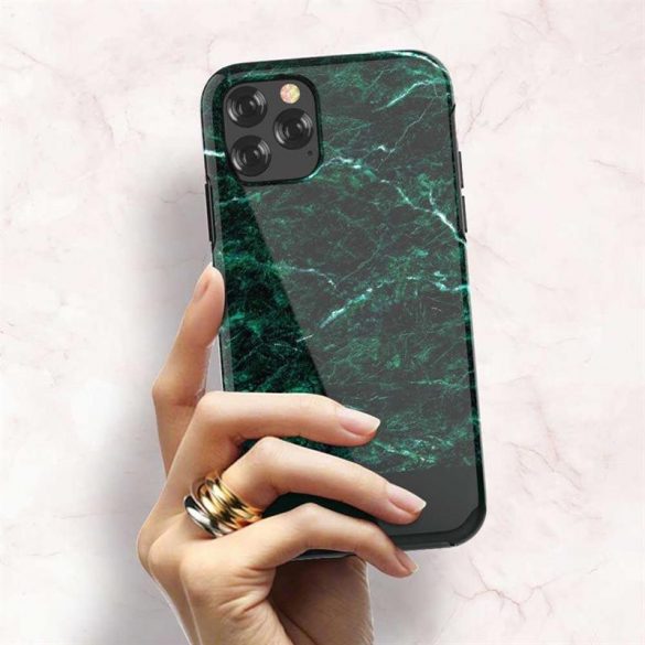 Carcasă din spate iPhone 11 Pro (5,8"), carcasă TPU, model marmură, verde, marmură Devia