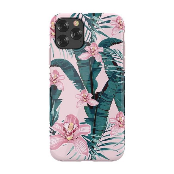 Husa din spate iPhone 11 Pro Max 2019 (6,5"), carcasa din plastic, model de flori, roz, Devia Perfume Lily