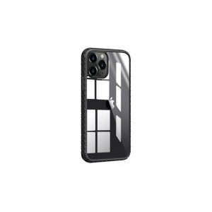 Carcasa spate rezistenta la socuri pentru iPhone 12 Pro Max (6.7"), carcasa TPU, cadru transparent/negru, Devia Shark4